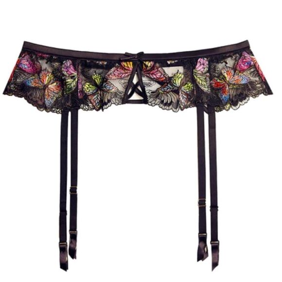 Fleur du Mal Black Butterfly Garter Belt. Size Small (2). New with Tag (NWT)! - Picture 3 of 16